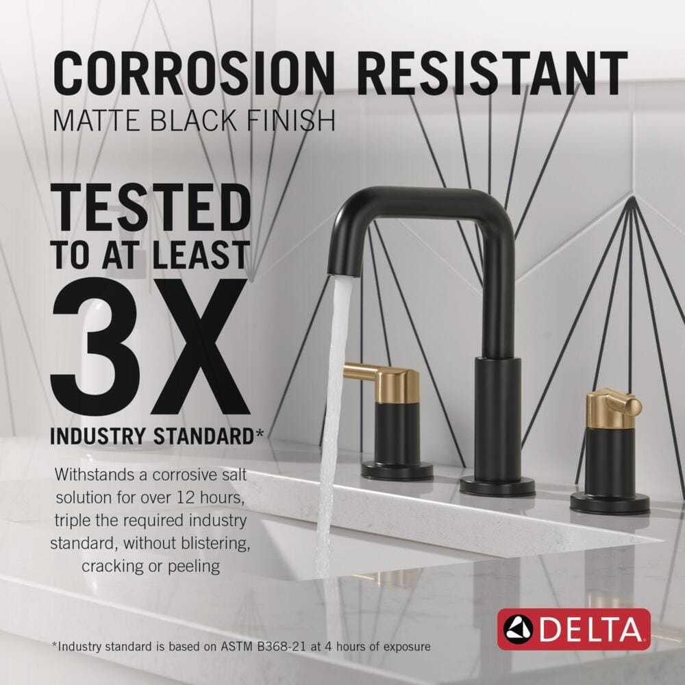 Matte Black and Champagne Bronze Widespread Bathroom Faucet
