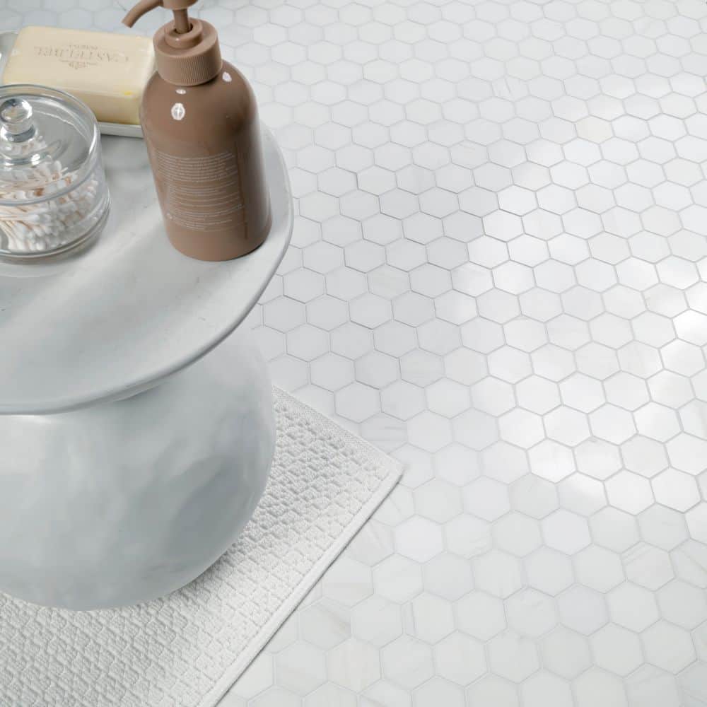 Bianco Dolomite White Marble Hexagon Mosaic Tile
