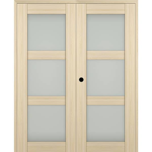 Belldinni Vona 72 X 80 Right Hand Active 3 Lite Frosted Glass Loire Ash Wood Composite Double