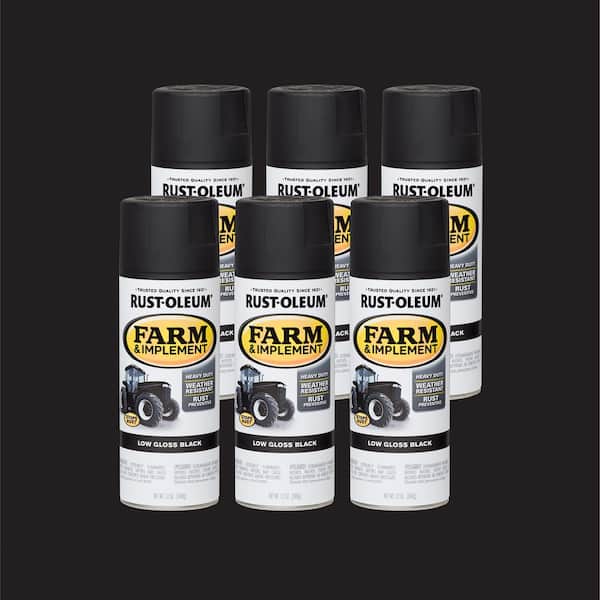 12 oz. Farm and Implement Low Gloss Black Enamel Spray Paint (6-Pack)