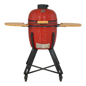 18 in. Kamado Ceramic Charcoal Grill in Red