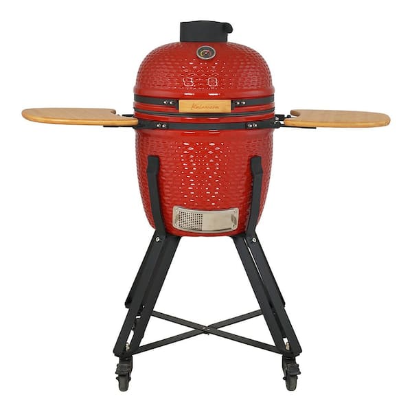 Kalamera 18 in. Kamado Ceramic Charcoal Grill in Red