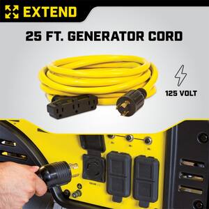 25-Foot 30-Amp 125-Volt Fan-Style Generator Extension Cord (L5-30P to three 5-15R)