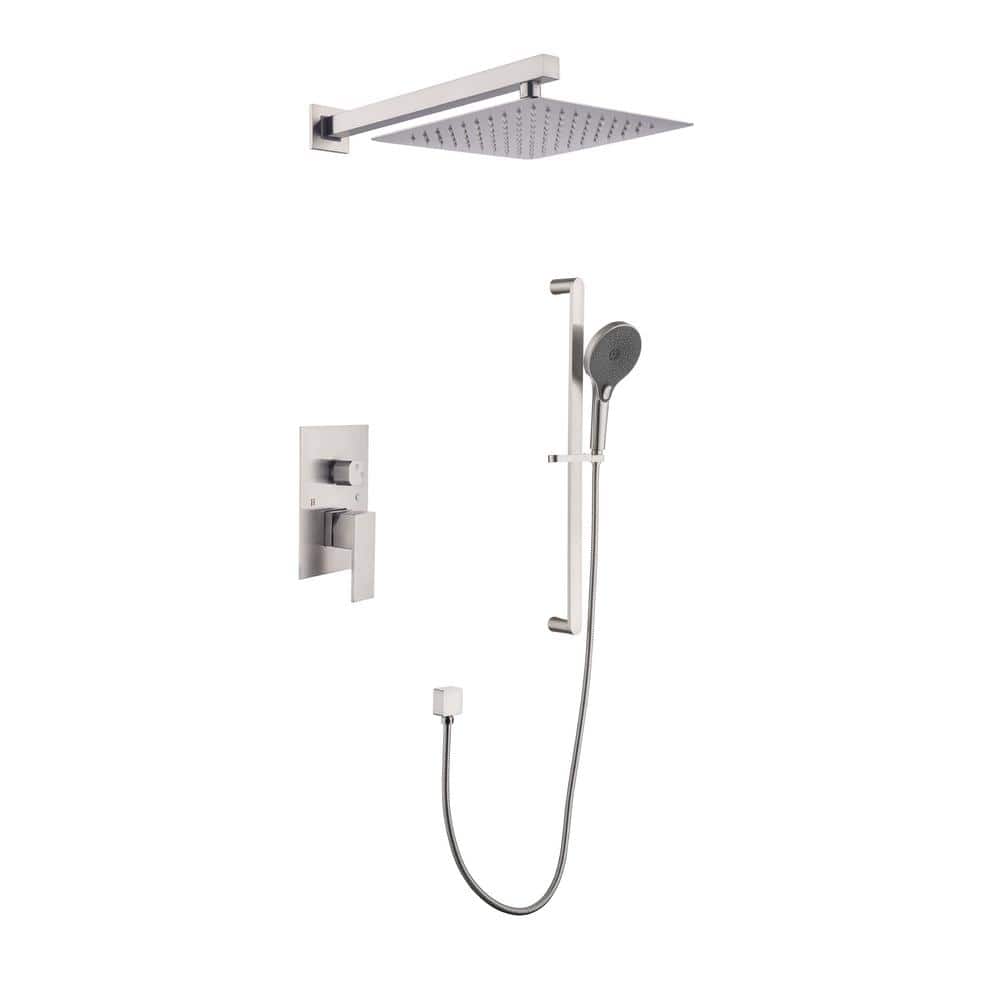 Nestfair 2Spray Square Wall Bar Shower Kit with Shower Head and