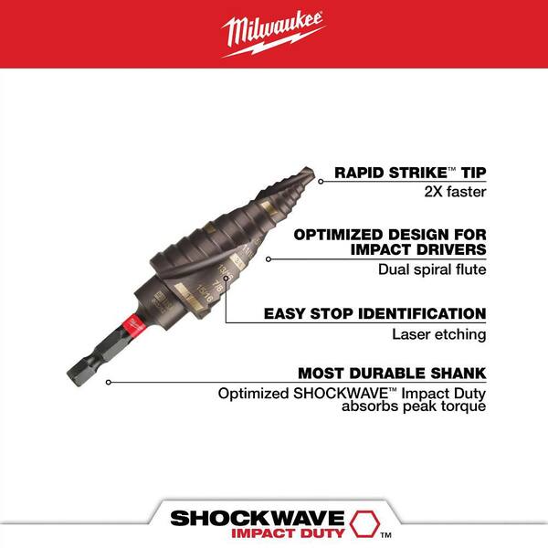 Milwaukee SHOCKWAVE 1/8 in. - 1 in. #8 Impact-Rated Titanium Step