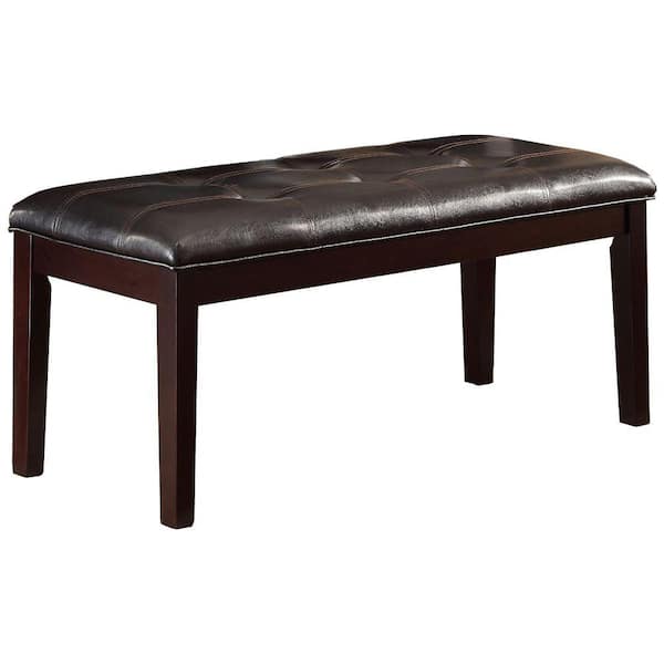 Benjara 47.5 in. Brown Backless Bedroom Bench with Button Tufted Seat