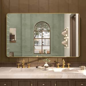 Cosy 60 in. W x 36 in. H Rectangular Framed Wall Bathroom Vanity Mirror in Brushed Gold