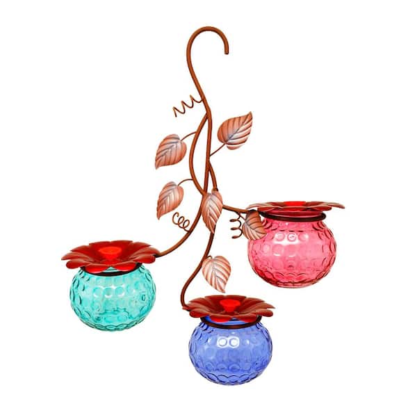 Evergreen Enterprises Art Glass Three Bulb Hummingbird Feeder