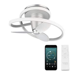 Veloce 28 in. Smart Indoor Flush Mount Titanium Ceiling Fandelier Plus Selectable CCT Integrated LED Plus Remote