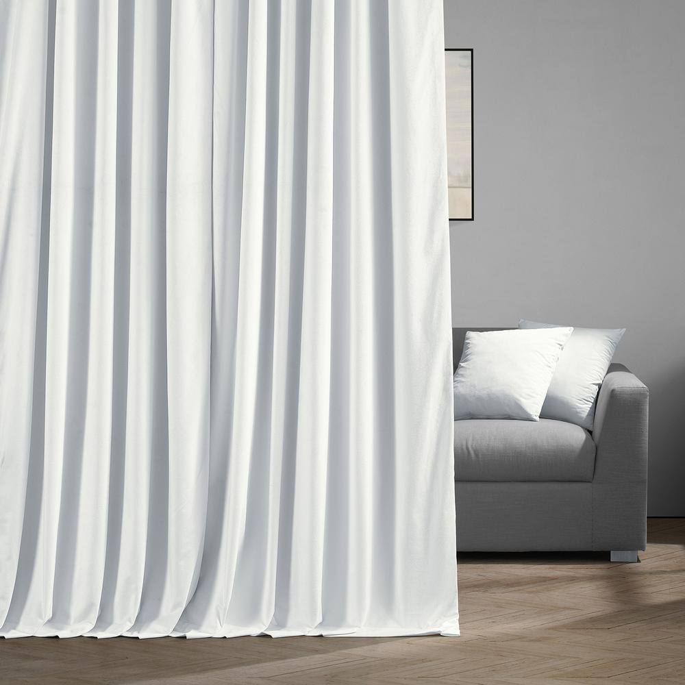 Primary White Velvet Blackout Curtain Panel 100 x 96 Inches