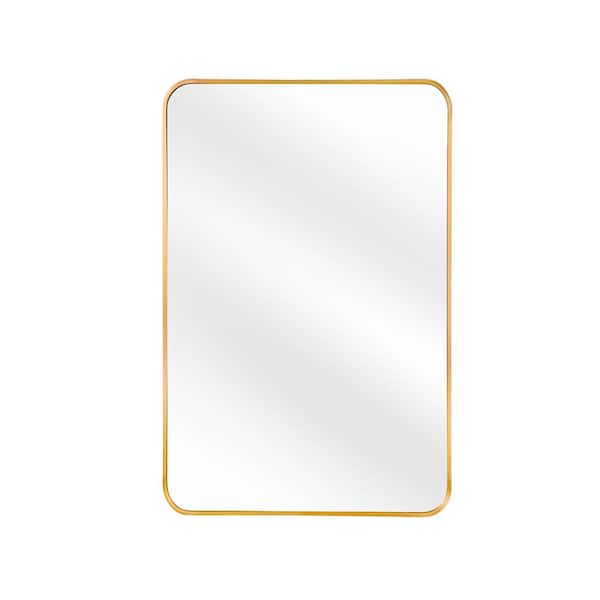 Aosspy Modern 22 in. W x 30 in. H Rectangular Framed Wall Bathroom Vanity Mirror in Gold