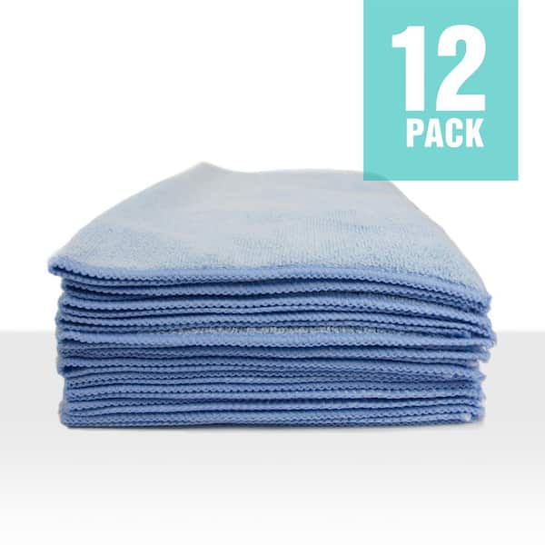 96 Microfiber Glass Cloths Blue 16x16 Cleaning Detailing Towels Auto Car 300GSM 