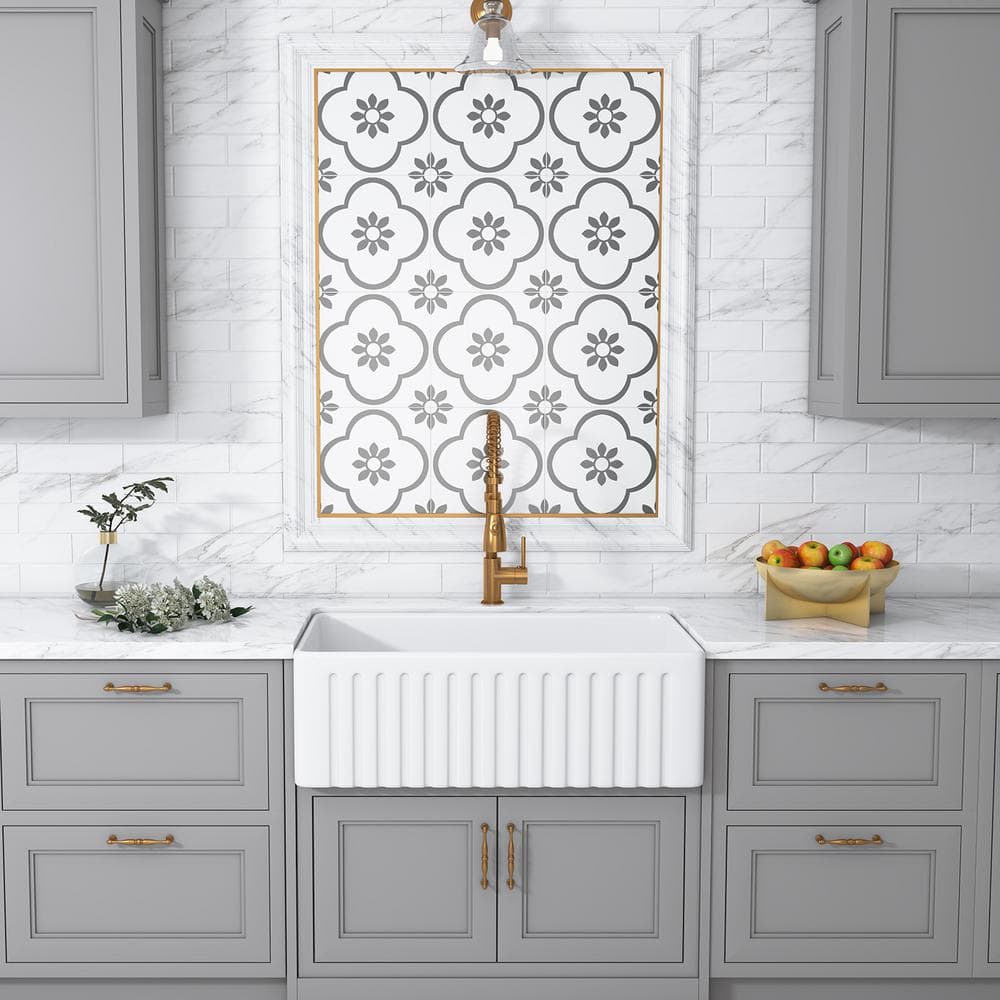 Calabria 30'' White Fireclay Farmhouse Kitchen Sink