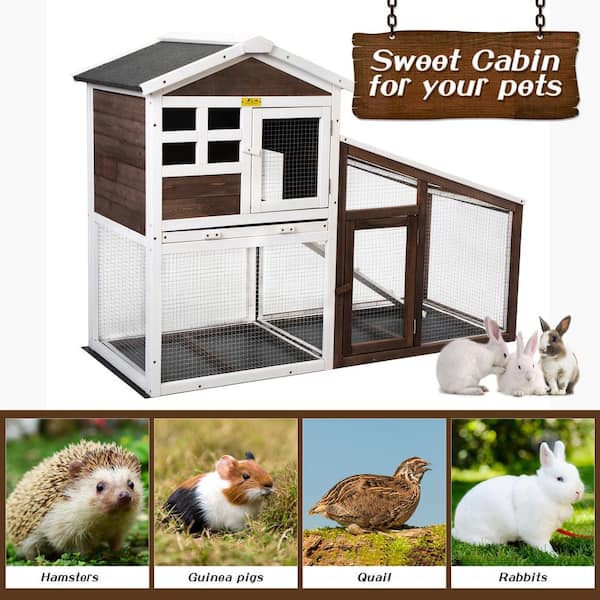 COZIWOW Rabbit Hutch Small Animal Cage With Run and Pull Out Tray  Indoor/Outdoor CW12F0489 - The Home Depot