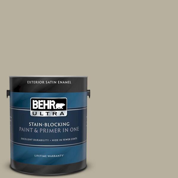 BEHR ULTRA 1 gal. #UL190-7 Saturn Gray Satin Enamel Exterior Paint and Primer in One