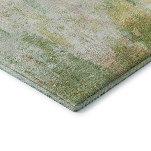 Mayfield Premium Machine Washable Abstract AMF1640 Sage 9 ft. x 12 ft. Area Rug