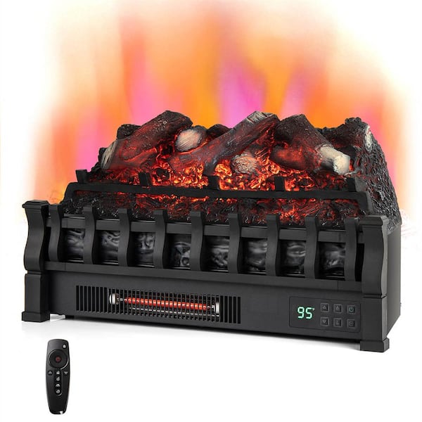 23 in. Freestanding Electric Fireplace Heater Fireplace Logs Inserts Infrared Quartz Heater in Black