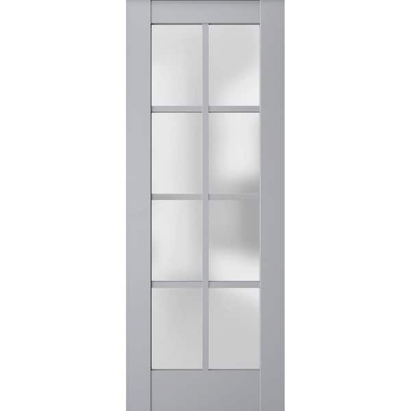 32 in. x 34 in. Solid Wood Frosted glass Matte Grey Interior Door Slab