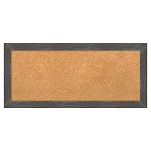 Woodridge Rustic Grey Wood Framed Natural Corkboard 33 in. x 15 in. Bulletin Board Memo Board