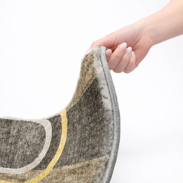Dream Shag Premium Machine Washable Abstract ADS532 Taupe 8 ft. x 10 ft. Area Rug