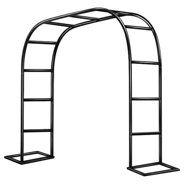 96 in. x 76.8 in. Metal Garden Arch Trellis Decorative Arbor for Climbing Plants Outdoor Wedding Ceremony Black