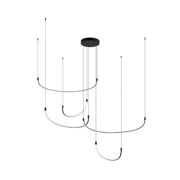 KUZCO Talis 70 in. 1 Light 80-Watt Black Integrated LED Pendant Light
