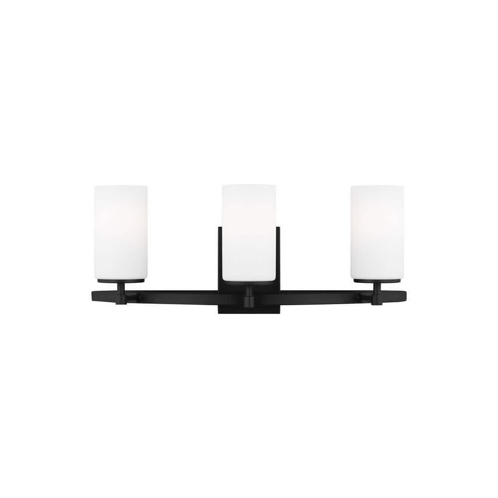 Alturas Midnight Black 3-Light LED Bath Fixture with Etched Glass
