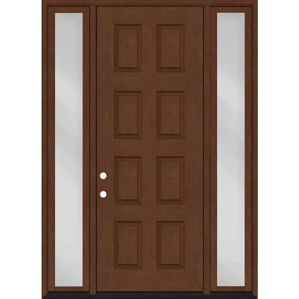 Regency 72 in. x 96 in. 8-Panel RHIS Chestnut Mahogany Fiberglass Prehung Front Door with 16 in. SLs with 6-9/16 Jamb