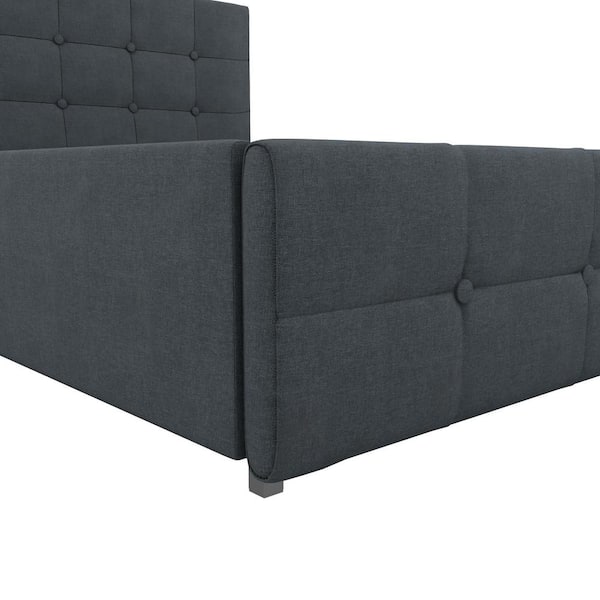 Dorel Home Furnishings Ryan Black Linen Upholstered Queen Bed