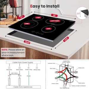 30 in. Radiant Electric Cooktop Built-in Ceramic Smooth in Black with 4-Elements including Dual Zone Element