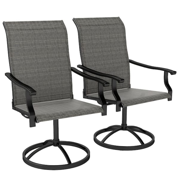 Outsunny Outdoor Patio Swivel Chairs Metal Frame Outdoor Dining Chair with All-Weather Mesh Fabric in Gray Set of 2