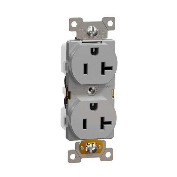 X Series 20 Amp 125-Volt Tamper Resistant Heavy-Duty Indoor Duplex Outlet Back Wire Matte Gray