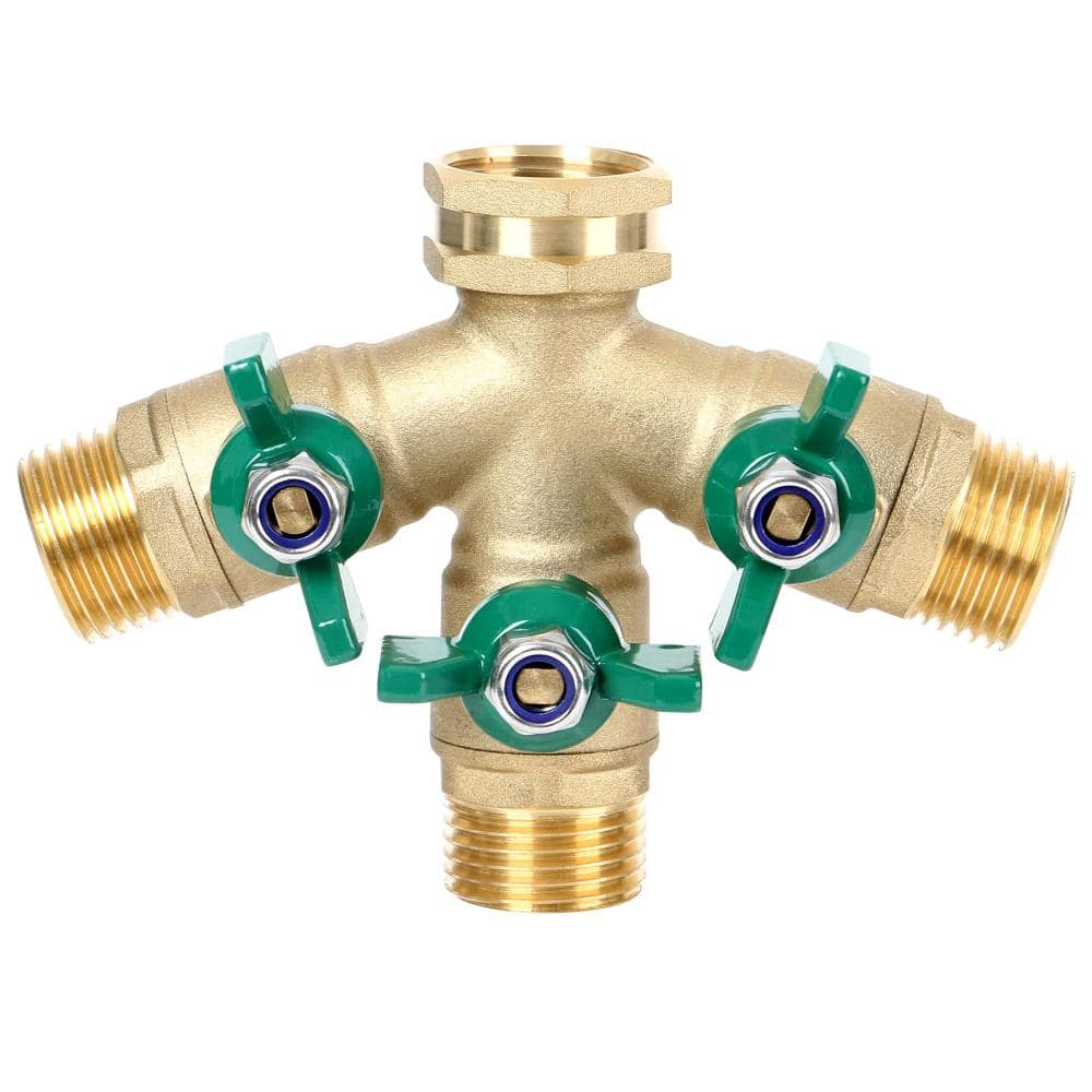 Full Flow 3-Way Garden Hose Splitter, Solid Brass High Flow 3/4 Inch Garden Tap Splitter with Shut off Valve price history on PriceWatchPro