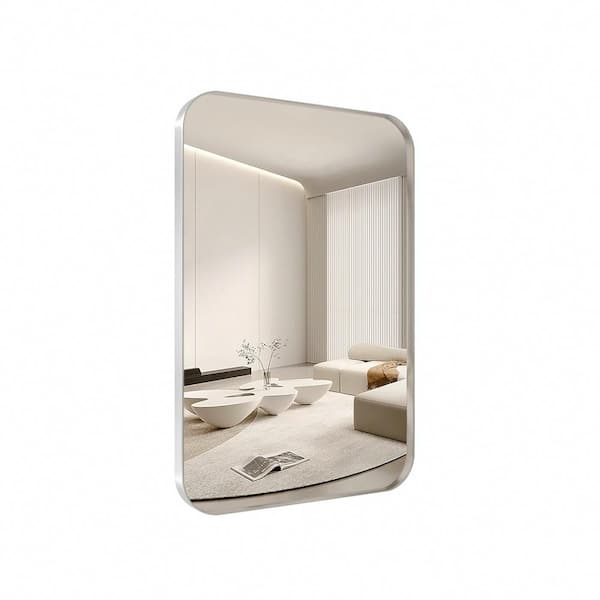 40 in. W x 30 in. H Large Modern Rectangle Stainless Steel Framed Bathroom Vainty Mirror Brushed Nickel