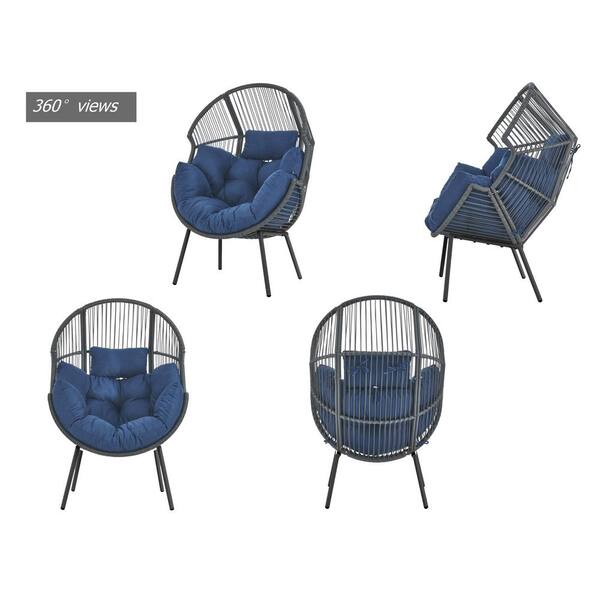 Gymojoy Corina Dark Gray Wicker Outdoor Lounge Chair with Gray Cushions  SS09293-3 - The Home Depot