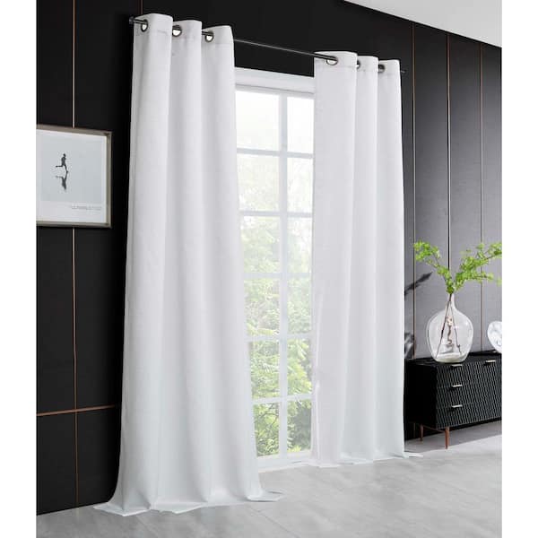 Dainty Home Stars Textured Metallic Blackout 76" x 84" Grommet Panel Pair in White