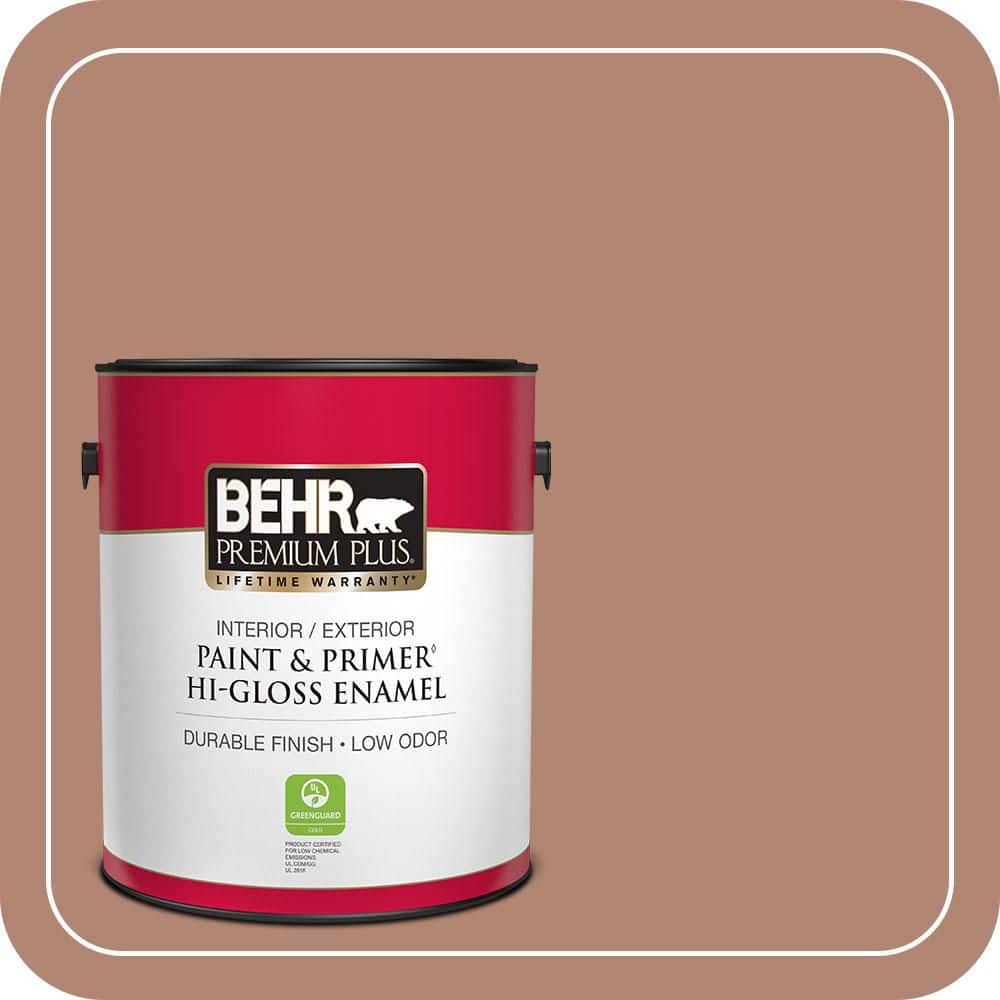 BEHR PREMIUM PLUS 1 gal. #220F-5 Light Mocha Hi-Gloss Enamel Interior ...