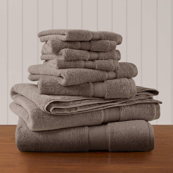 MADISON PARK Signature 800GSM 8-Piece Mocha Ultra-Soft 100% Cotton Absorbent Bath Towel Set