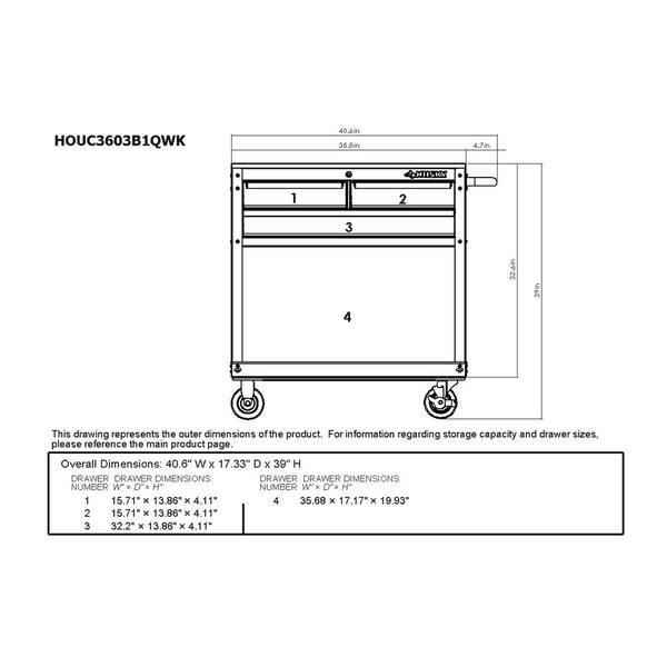Husky 36 In W 3 Drawer Rolling Tool Cart In Gloss Black With Hardwood Top Houc3603b1qwk The Home Depot