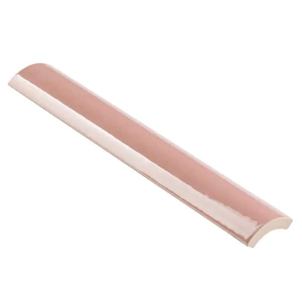Remington Pink 1.18 in. x 7.87 in. Polished Porcelain Wall 1/4 Round Bullnose Tile