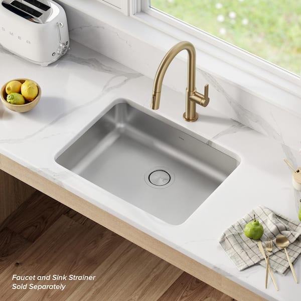 Kraus Dex Ada 16 Gauge Stainless Steel 24 75 In Single Bowl Undermount Kitchen Sink Ka1as25b The Home Depot