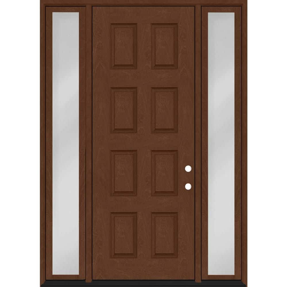 Regency 70 in. x 96 in. 8-Panel LHIS Chestnut Mahogany Fiberglass Prehung Front Door w/ 12 in. SLs w/ 6-9/16 Jamb price history on PriceWatchPro