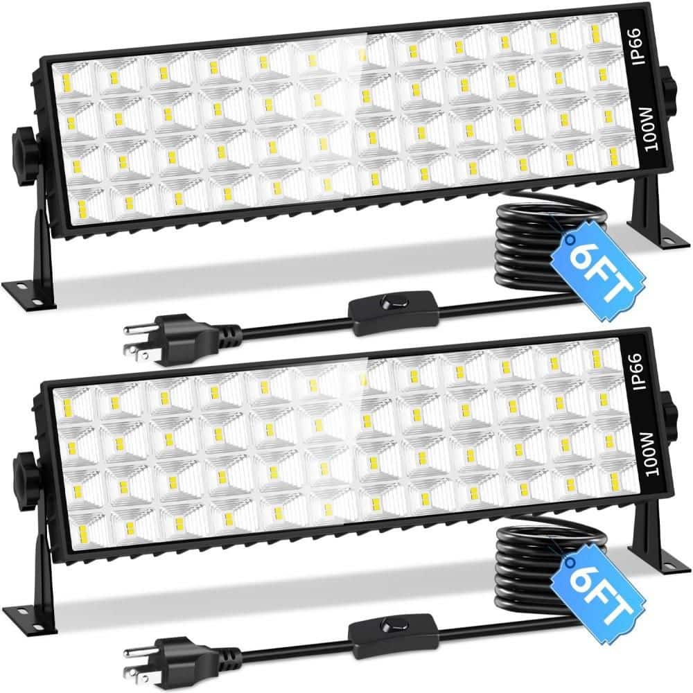 1.33 ft. 100-Watt LED, Black Finish, Indoor Outdoor Shop Light (2-Pack), IP66 Waterproof Plug In Garage Light price history on PriceWatchPro