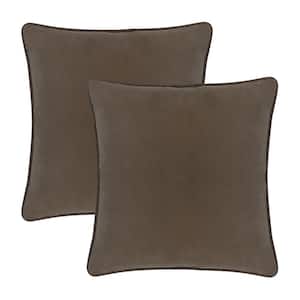 A1HC Dark Brown Velvet Decorative Pillow Cover Pack of 2, 22 in. x 22 in. Hidden YKK Zipper, Throw Pillow Covers Only