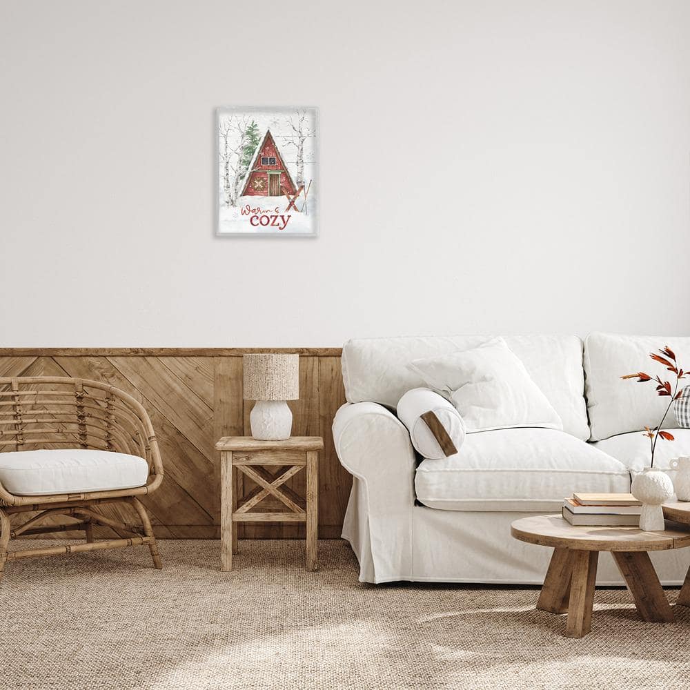 Warm & Cozy Cabin Red and Gray Canvas Print