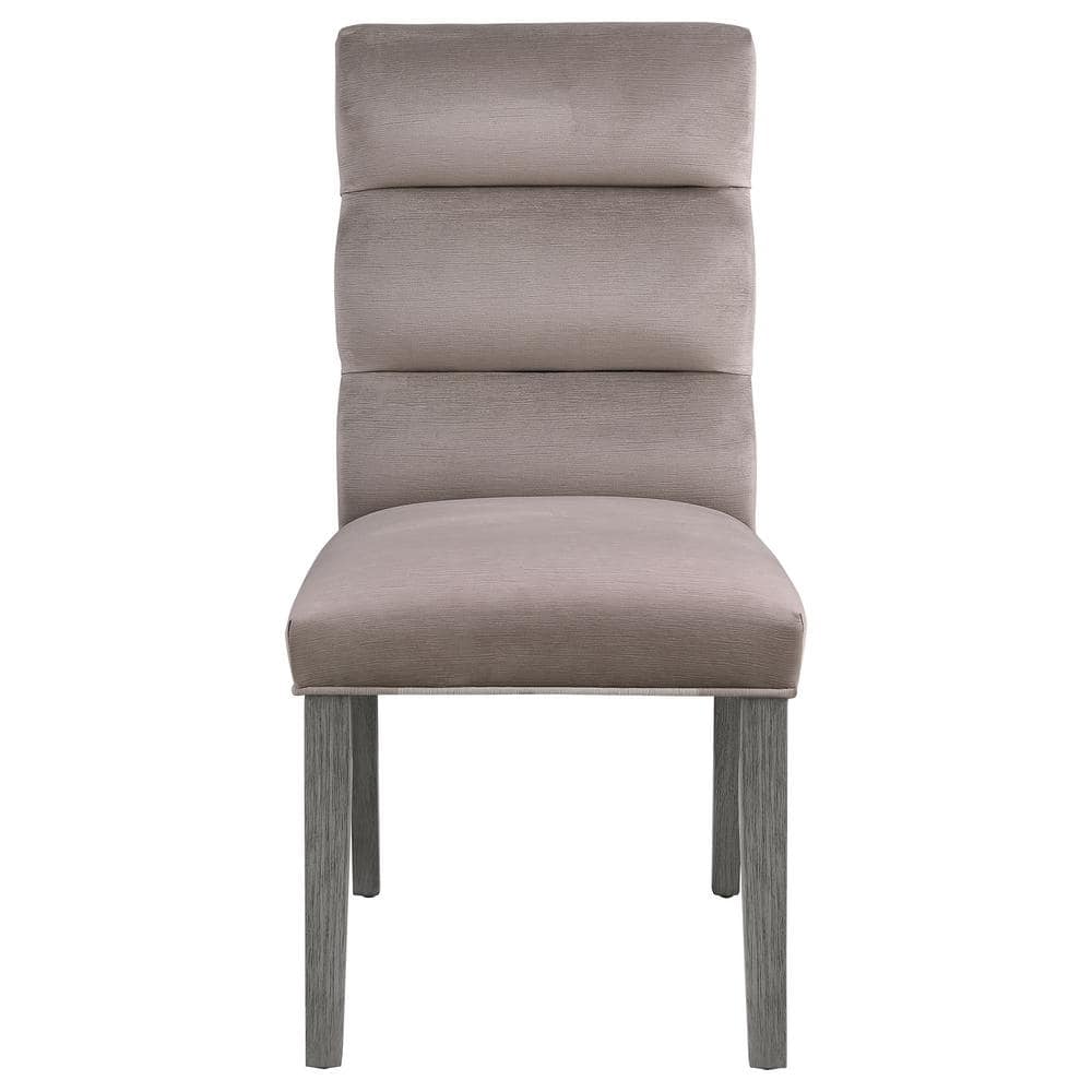 Ash Gray High-Back Upholstered Side Chair Set