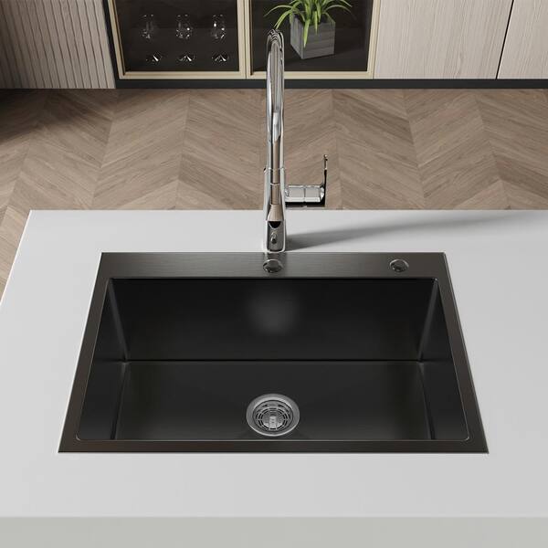 Satico 27 in. Undermount Single Bowl Black Stainless Steel