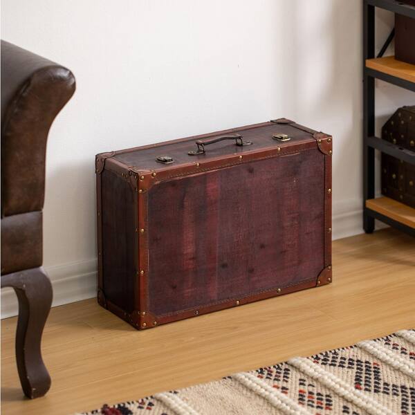 Vintiquewise Vintage-Style Wooden Display Suitcase Box w/ Faux