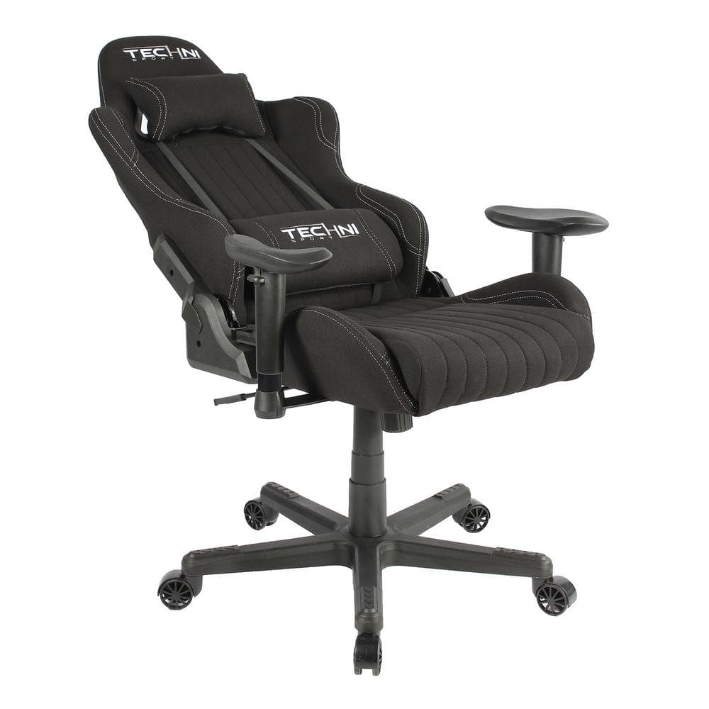 Racer High-Back Black Fabric Ergonomic Gaming Chair with Memory Foam
