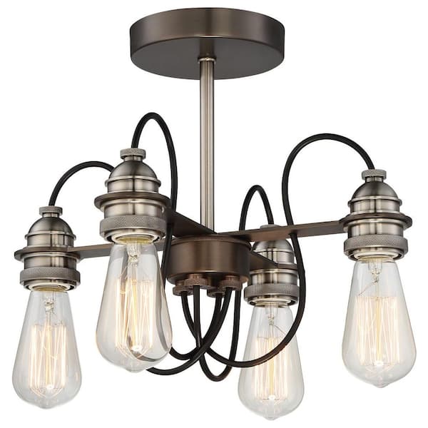 Minka Lavery Uptown Edison 4-Light Harvard Court Bronze Semi Flush Mount